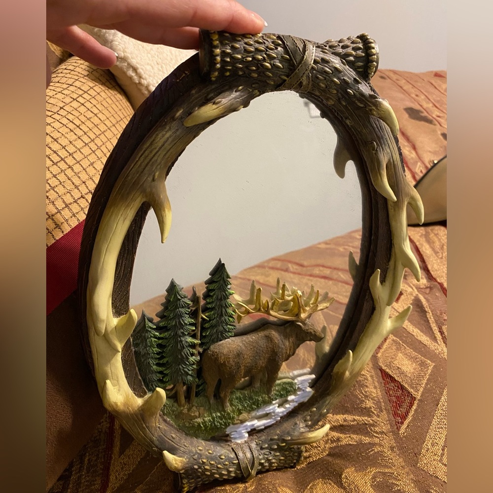 Mirror with antlers